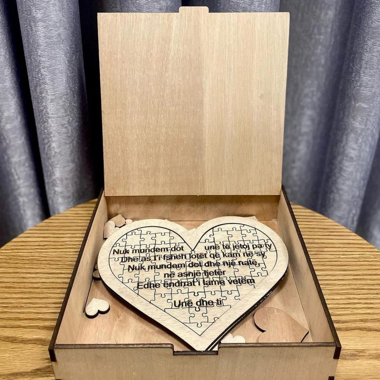Puzzle zemër & kuti personalizuar